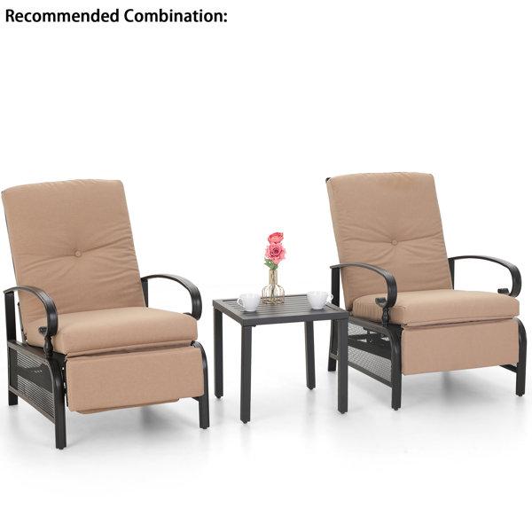 PHI VILLA Adjustable Patio Recliner Chair With Removable Cushion